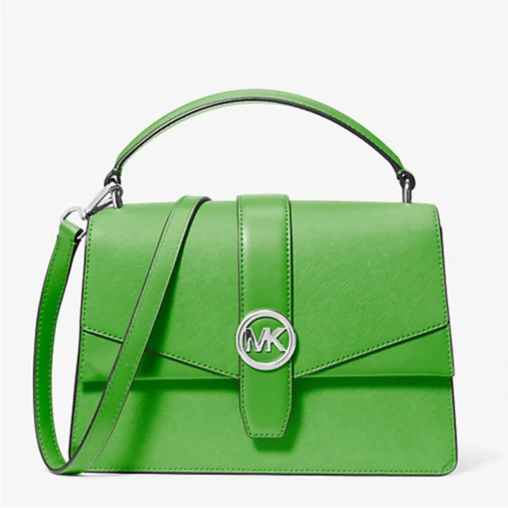 Michael Kors Greenwich Medium Saffiano Leather Satchel Crossbody Shoulder Bag - Picture 15 of 16